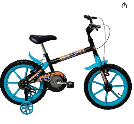 Bicicleta Infantil Aro 16 Dino Preto e Azul TK3 Track