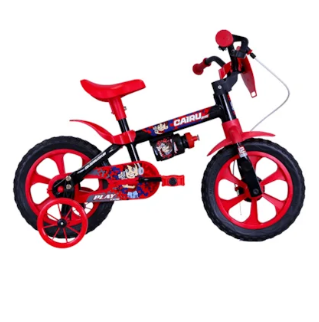 Bicicleta Aro 12 Masculina Cairu Play Kids - Preto/Vermelho