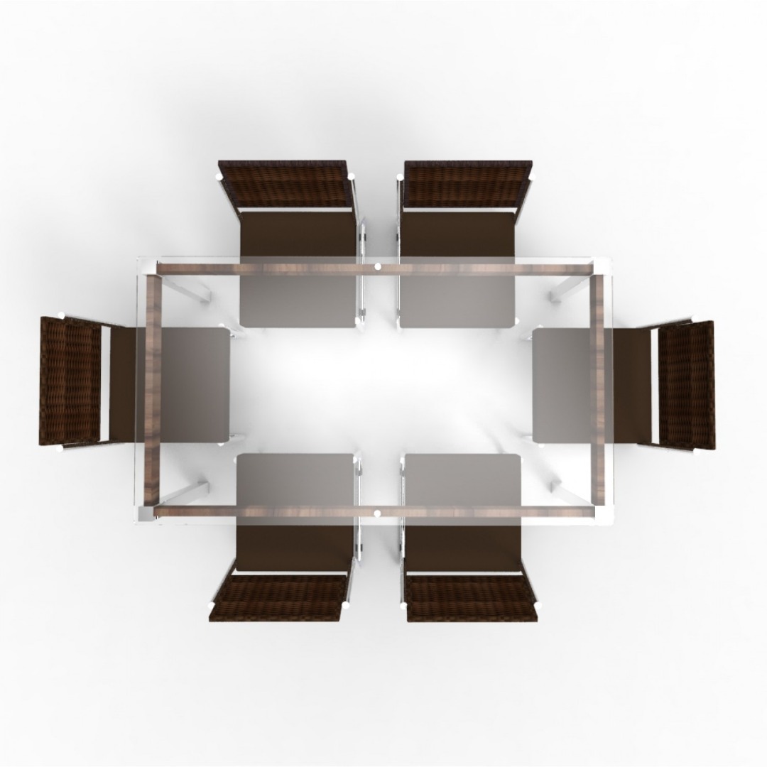 Mesa Aço Nobre Formato 6 Cadeiras Facinare Off White