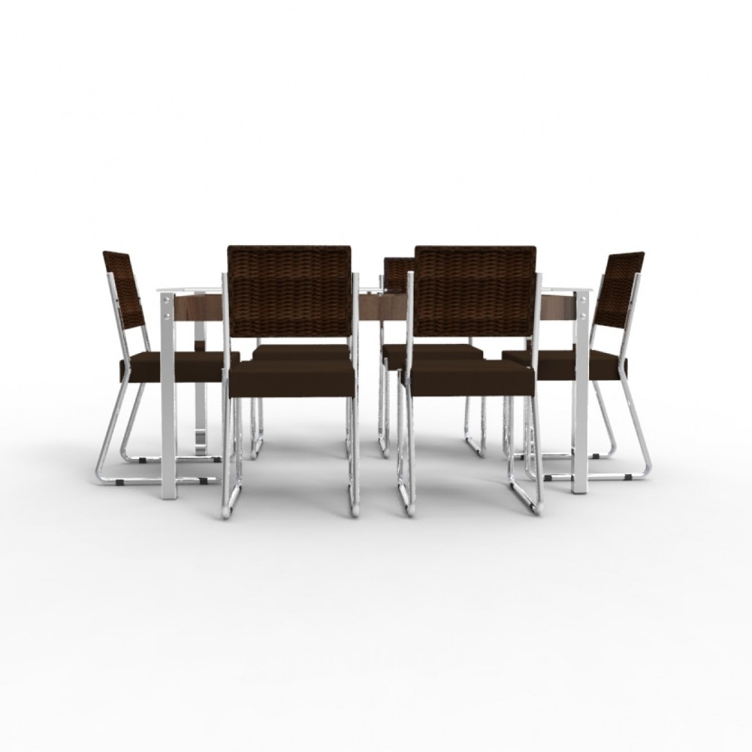 Mesa Aço Nobre Formato 6 Cadeiras Facinare Off White